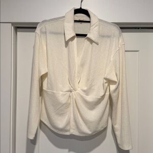 Madewell Textured Cream Collared Top